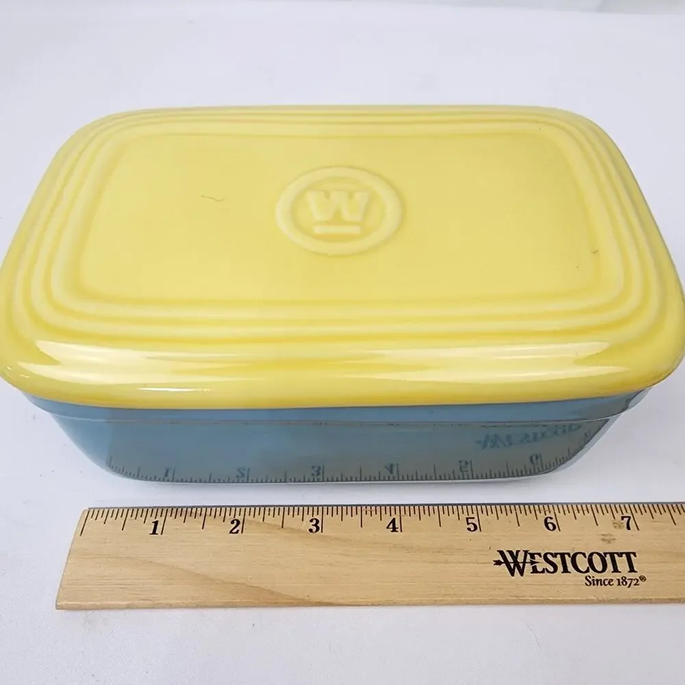 Westinghouse Refrigerator Covered Dish by Hall China Ohio Blue & Yellow 7